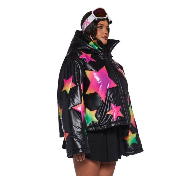 Club Exx Vinyl Ombre Star Puffer Jacket - Picture 10 of 15